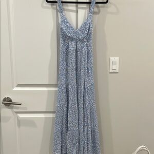 Vici Blue Ruched Halter Sundress